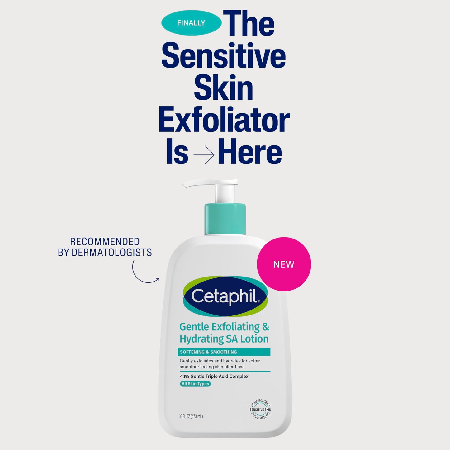 Cetaphil Gentle Exfoliating SA Lotion, Lightweight Moisturizer for All Skin Types, 16 Fl oz Pump Bottle, Salicylic Acid, Mandelic Acid Beauty & Personal Care Cetaphil