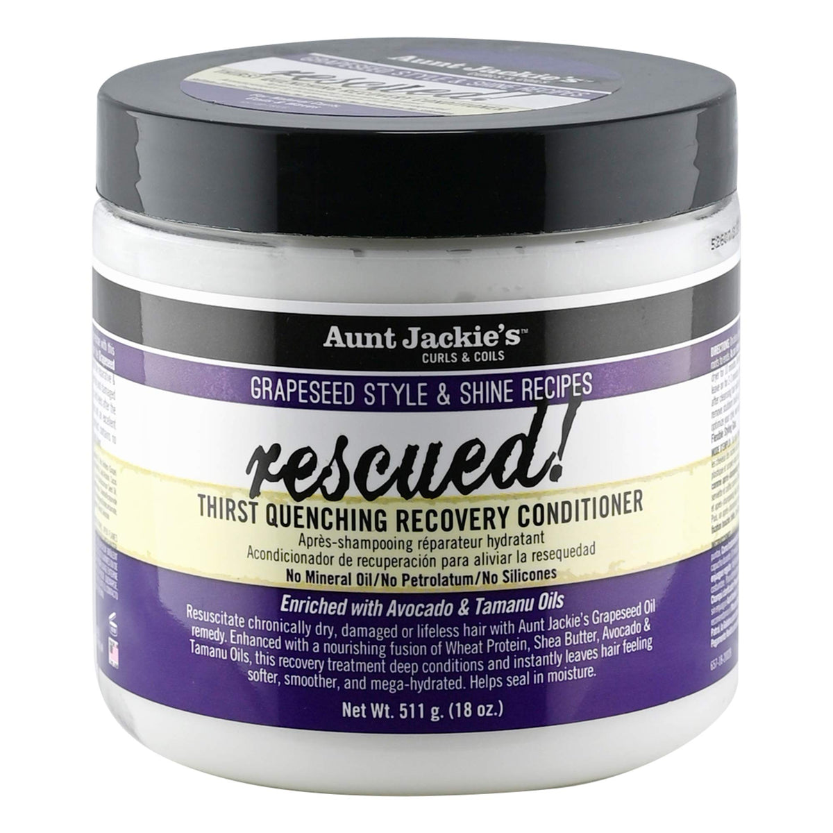 Aunt Jackie's Grapeseed Style and Shine Recipes Rescued Thirst Quenching Hair Recovery Conditioner Repair Treatment, Seals in Moisture, 18 oz Beauty & Personal Care Aunt Jackie's