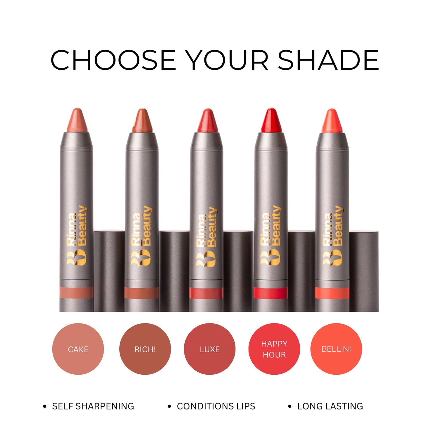 Rinna Beauty Thick Stick Lip Crayon - Luxe - Long Lasting Lipstick, Moisturizing Creamy Formula with Hydrating Oils & Extracts, Built-In Sharpener Beauty & Personal Care Rinna Beauty