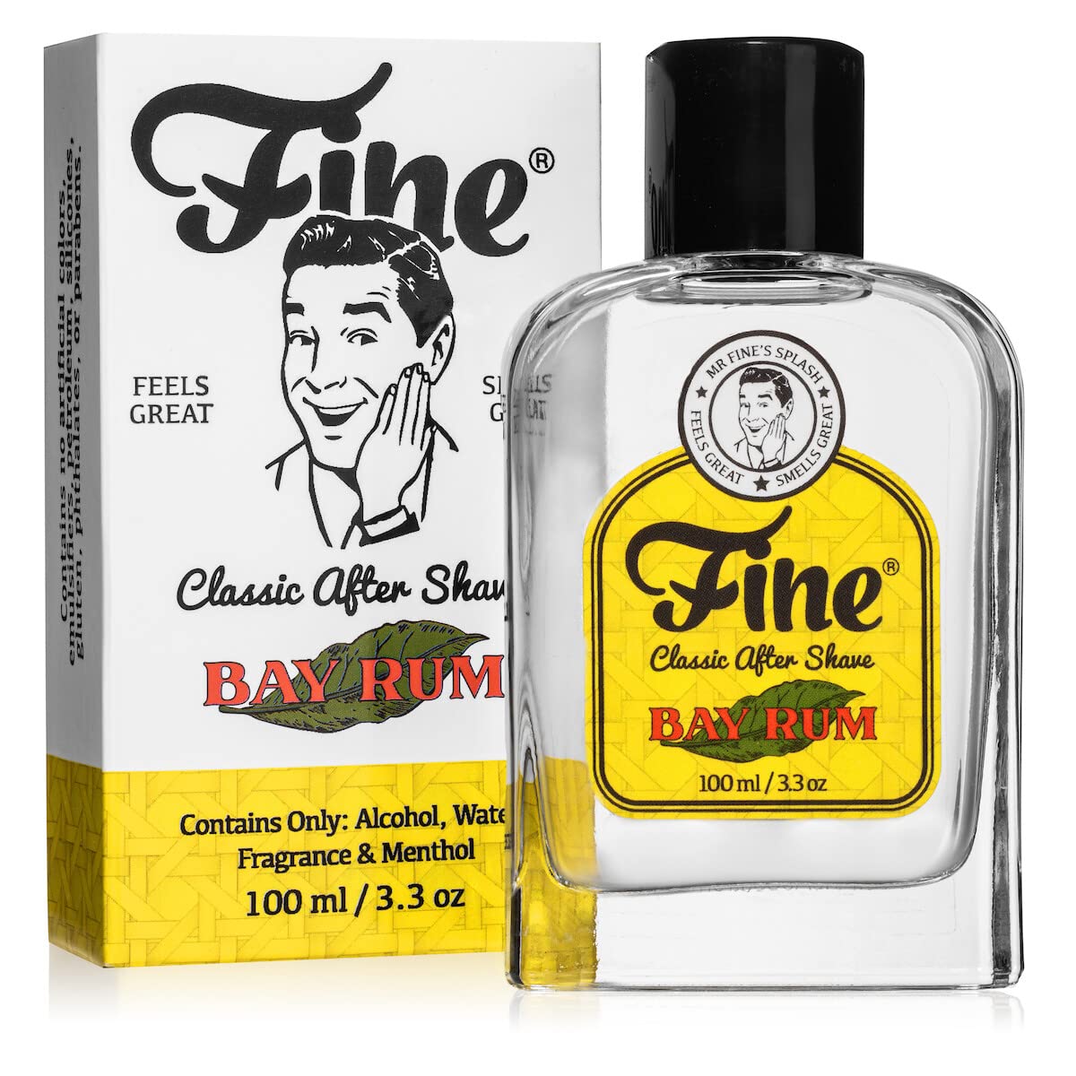 Fine Men's Aftershave - Bay Rum Fragrance, Soothing & Toning Post Shave Balm, Calms Razor Burn, Classic Barbershop Feel, Alcohol-Based Formula, Gentle Beauty and Personal Care Fine