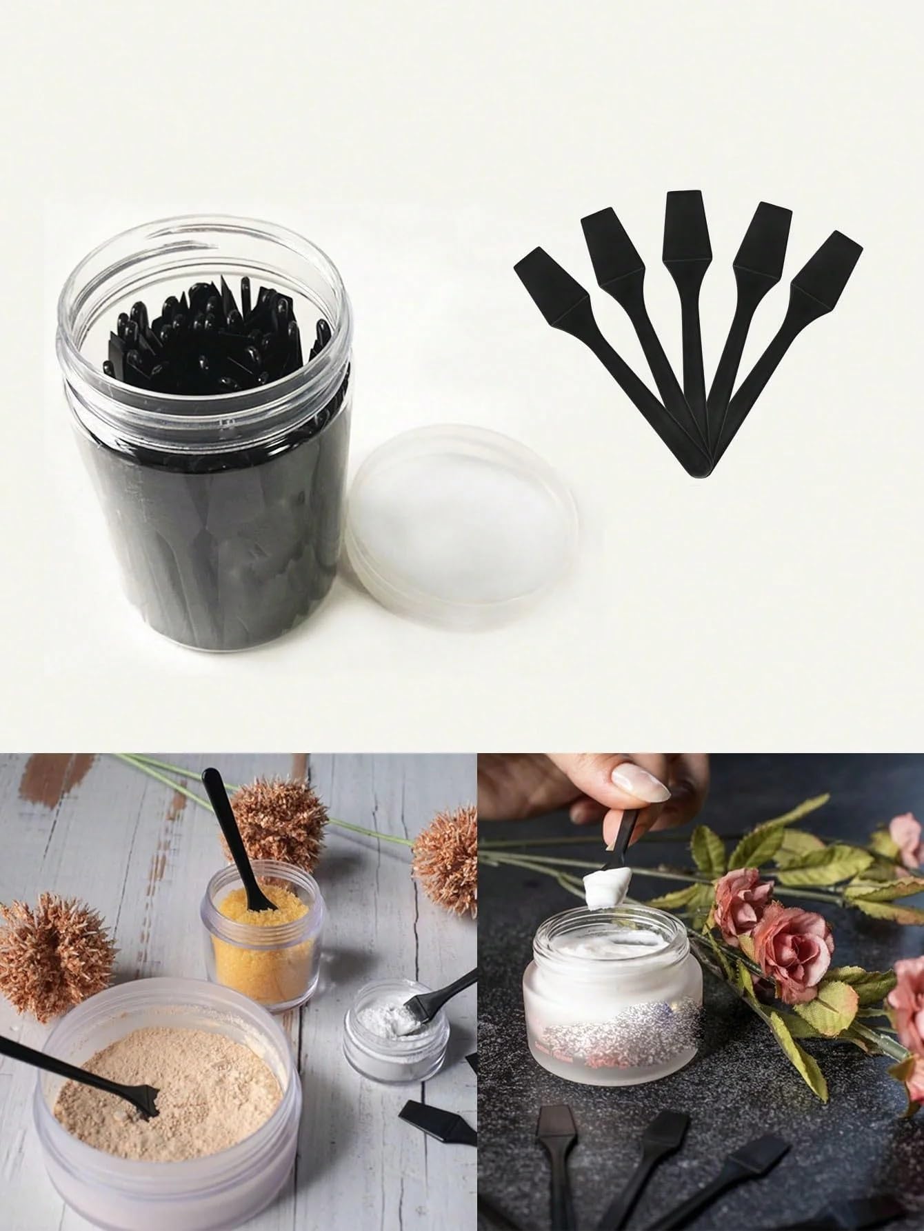 Small Cosmetic Spatulas 100pcs 2.4 Inch Cosmetic Spatulas Multipurpose Mini Reusable Plastic Applicator Spatula for Cream Eye Beauty and Personal Care Nikeg