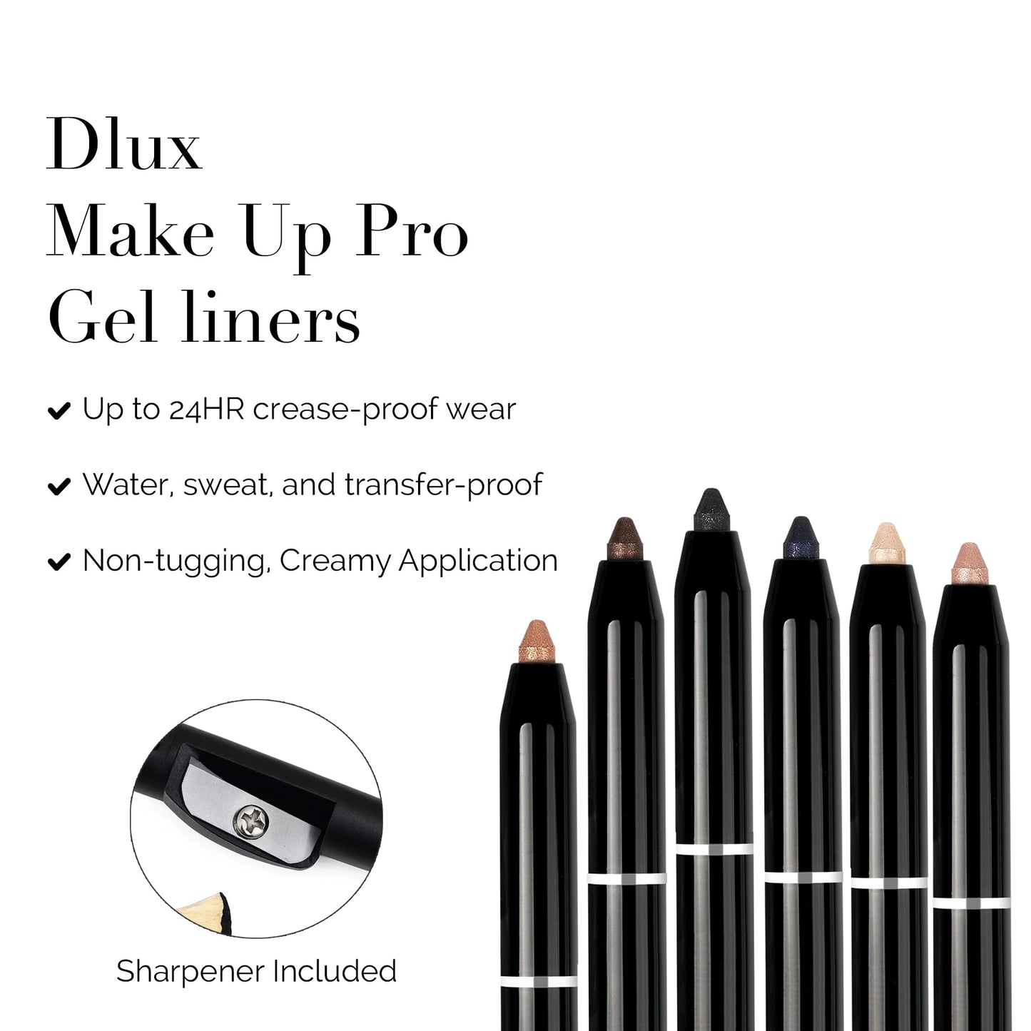 DLUX PROFESSIONAL Gel Eyeliner - 4g Stick Eye liner, Waterproof Pencil Gel Liner, Smooth Cream Eye shadow, Smudge-Free, Long-Lasting, Intense Colours Beauty & Personal Care DLUX PROFESSIONAL