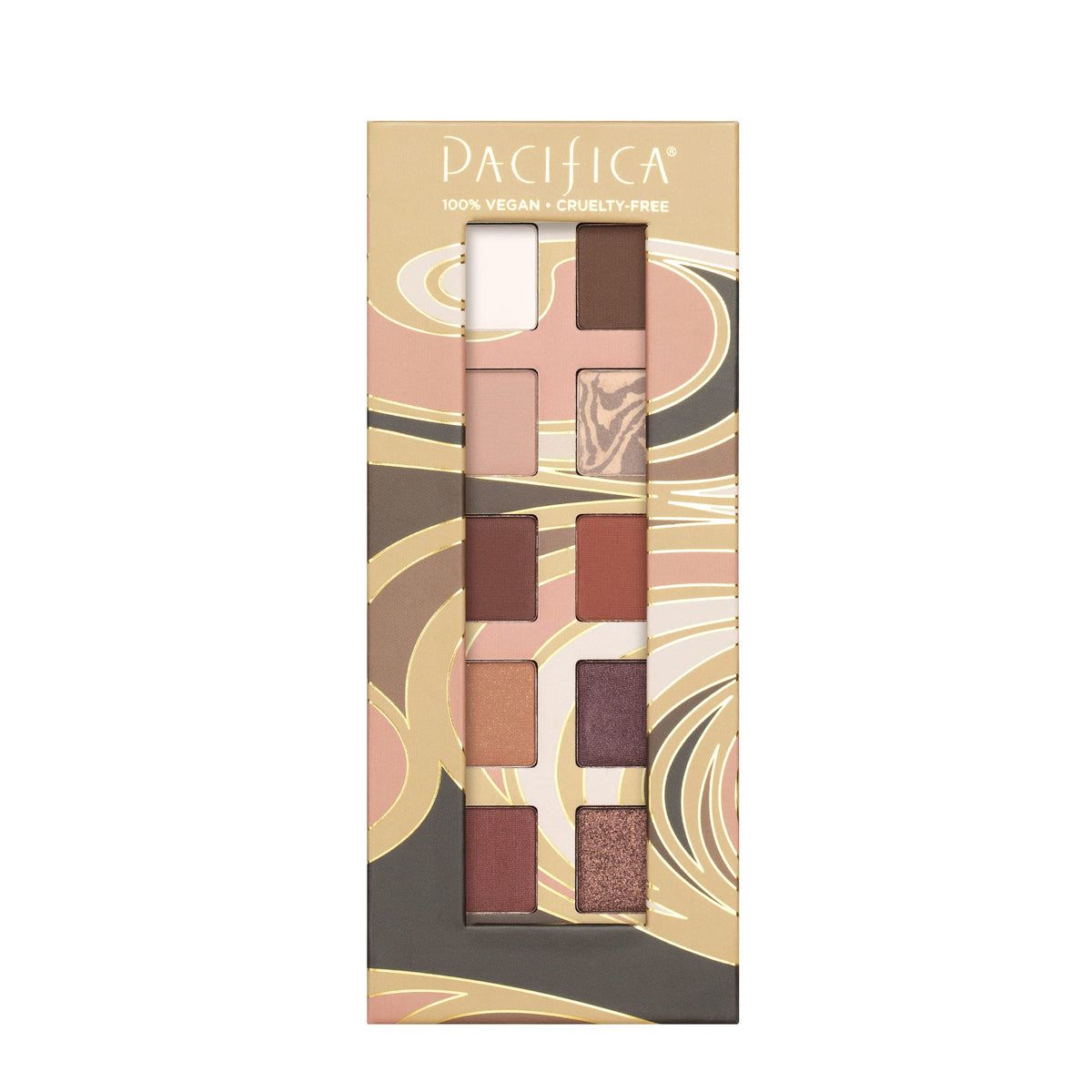 Pacifica Cocoa Nudes Mineral Eyeshadow Palette - 10 Shades Eye Makeup Naked Mineral Eye Shadow - Earth-Tone Rich Chocolate & Praline Neutral Talc-Free