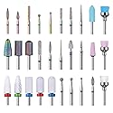 Nail Drill Bits Set, 3/32" Ceramic Tungsten Carbide Diamond Drill Kit,30Pcs Safety Professional Rotary Burrs Polish Nail File Bit for Acrylic Poly Beauty & Personal Care Bunhum