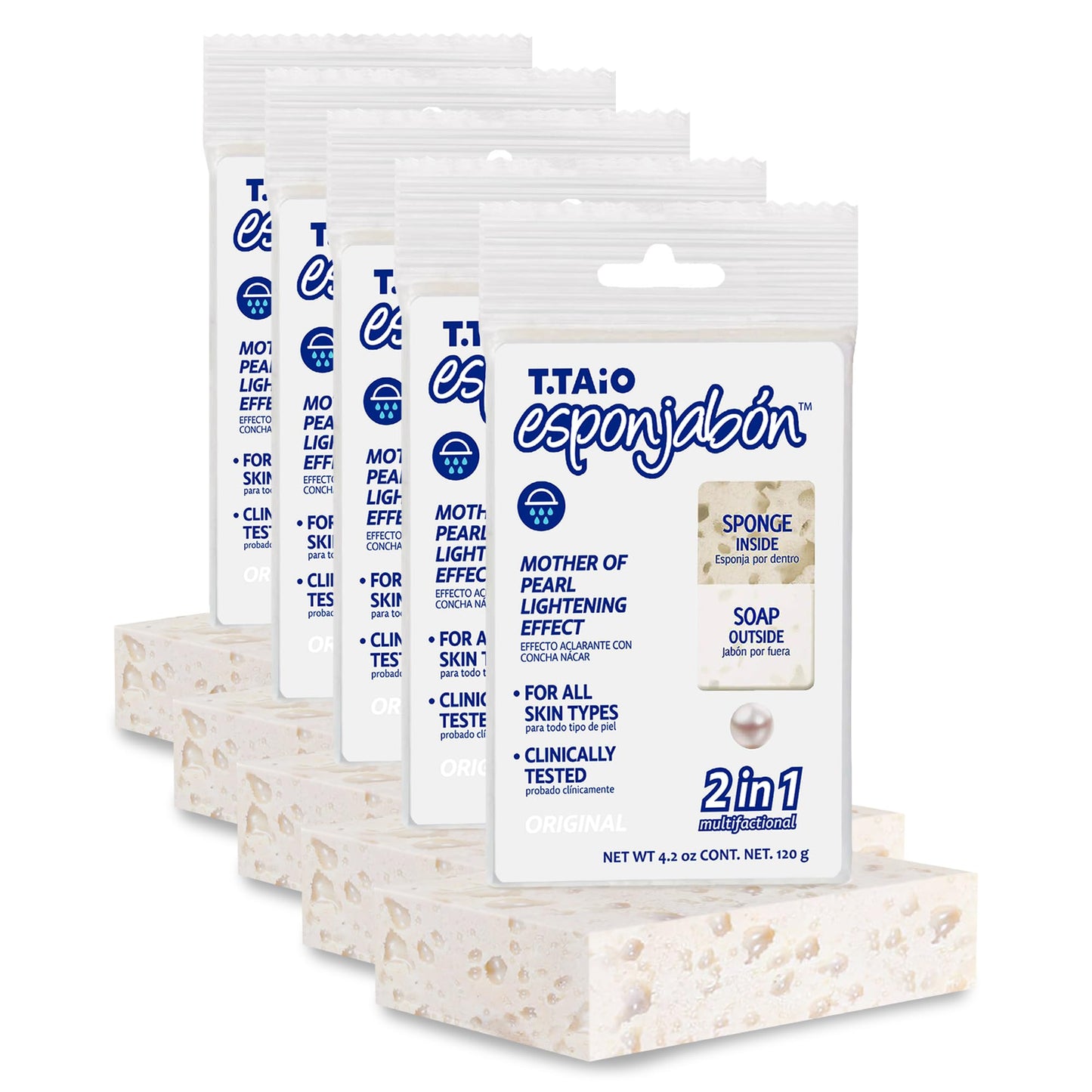 T.Taio Esponjabon Mother of Pearl Soap Sponge - Cleansing Shower Scrubber - Cleaning Bath Wash Scrub - Oil Removal - Massage & Lather Foot, Elbow, Beauty & Personal Care T.TAIO