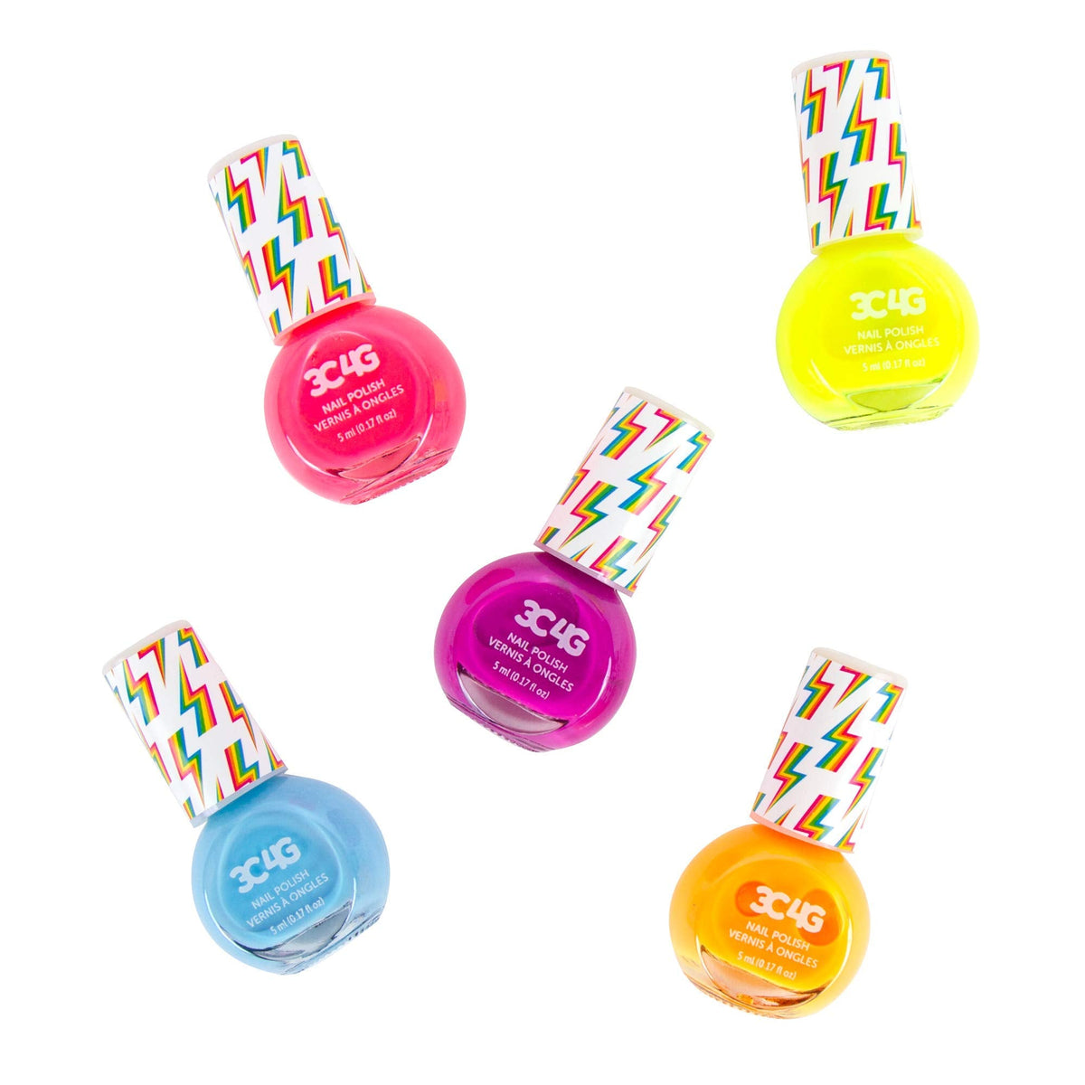3C4G Neon Nail Polish Set - Quick Dry Nail Polish for Girls - Includes 5 Neon Colors - Non-Toxic Nail Polish Kit for Kids Ages 8+ by Make It Real Beauty & Personal Care 3C4G THREE CHEERS FOR GIRLS