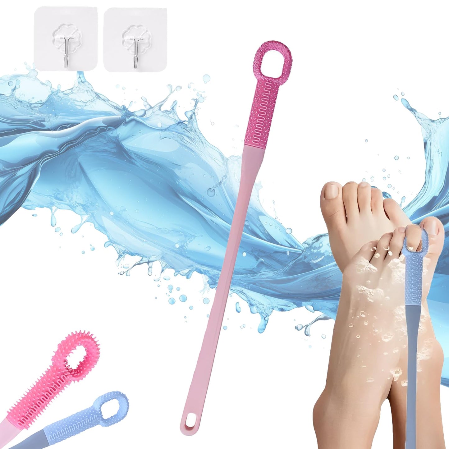 Upgrade Toe Gap Cleaning Brush,Accustomedt Foot Brush,15.7" Long Handled Silicone Foot Scrubber in Shower,Toe Cleaning Brush, Foot Exfoliating Beauty and Personal Care RRULNVGYQ