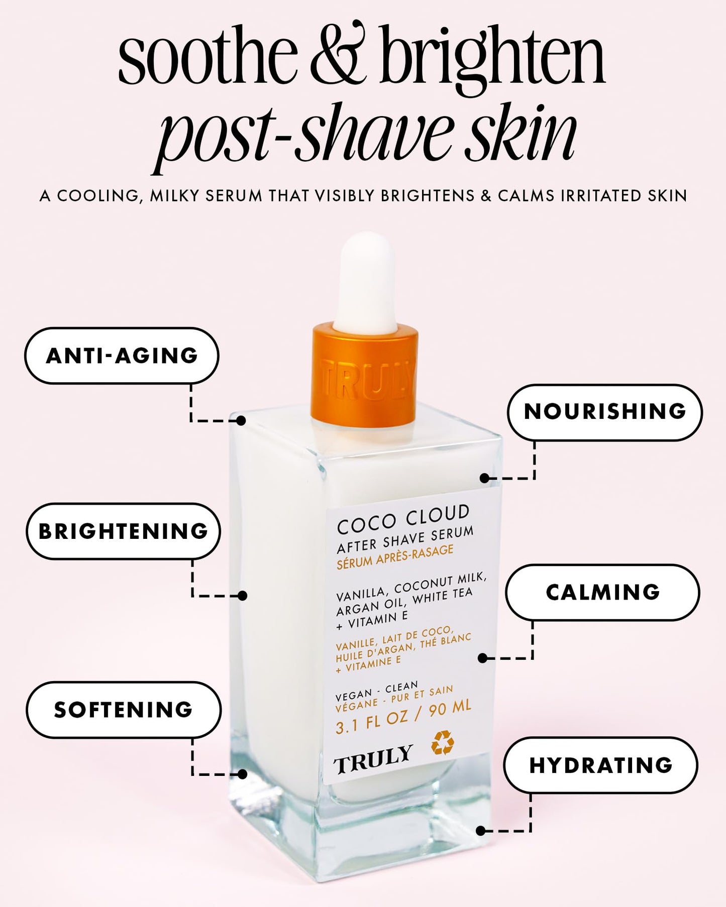 Truly Beauty Coco Cloud After Shave Serum | Hydrating Post-Shave Treatment with Coconut, Vanilla & Argan Oil | Soothes Razor Burn, Redness & Ingrowns Beauty & Personal Care Truly