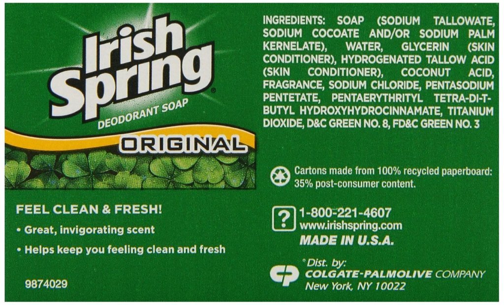 (PACK OF 3 BARS) Irish Spring ORIGINAL SCENT Bar Soap for Men& Women. 12-HOUR ODOR / DEODORANT PROTECTION! For Healthy Feeling Skin. Great for Hands Beauty & Personal Care Irish Spring