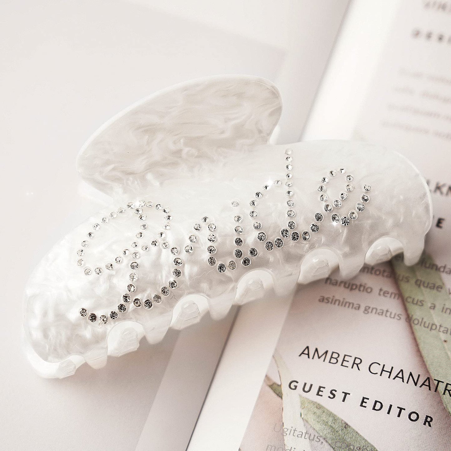 Saliyaa Bride Hair Clip - White Acrylic Bride Clip with Double-Side Logo (4 inches) - Wedding Gift, Bridal Shower, Bachelorette Decorations Accessory Beauty & Personal Care Saliyaa