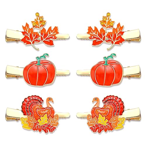 Thanksgiving Hair Clips Set for Women Girls (Turkey+Pumpkin+Maple Leaf) Beauty & Personal Care NVENF