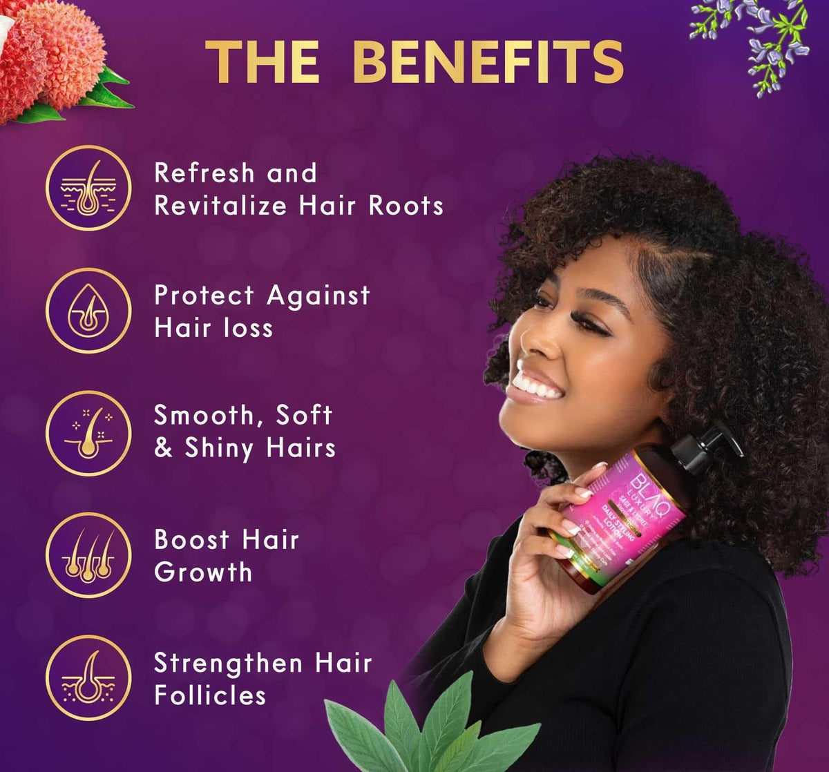 Blaq Luxury Sage & Lychee Daily Styling Lotion - Formula for Easy Styling and Frizz Control - Infused with Biotin and Natural Botanicals - Promotes Beauty & Personal Care Blaq Luxury