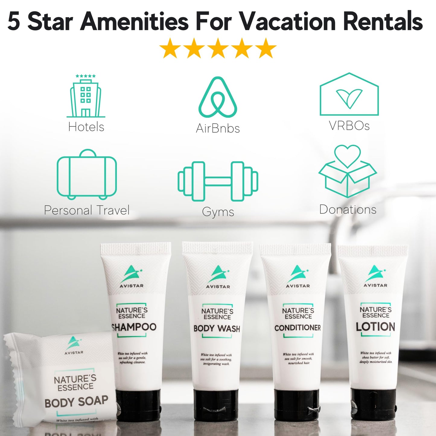 90 Piece Hotel Soap & Bulk Toiletries - Travel Essentials for BnB Hosts & Guests - Hotel Shampoo & Conditioner Supplies for Guests, Hotel Toiletries Beauty & Personal Care Avistar