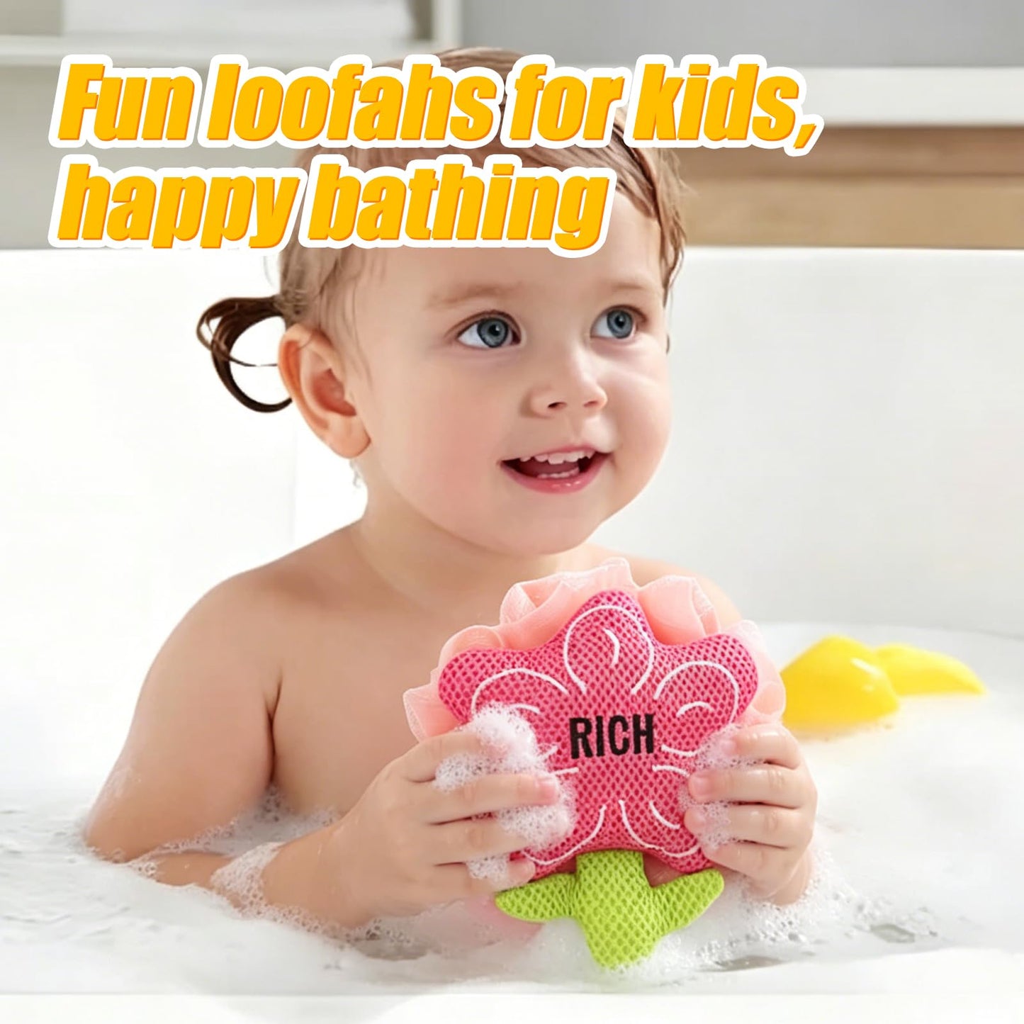 Kids Loofah, Cute Cartoon Animal Kids Bath Sponge with Hanging Rope, Soft Double Mesh for Rich Lather (Money Flower) Beauty and Personal Care Taolivingmart
