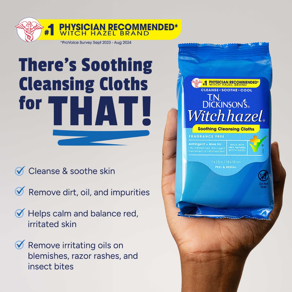 T.N. Dickinson's Witch Hazel Soothing Cleansing Cloths | Removes Dirt, Oil, Impurities | For Oily, Irritated, Red, Damaged, Blemished, Sensitive Skin Beauty & Personal Care T.N. Dickinson's