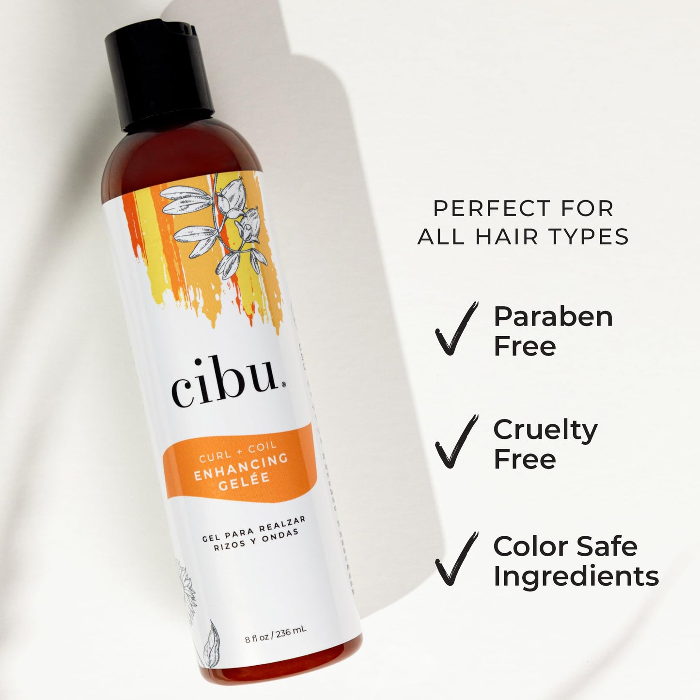 CIBU Curl + Coil Enhancing Gelée - Curl Defining Gel for Curly Hair and Wavy Hair - Lightweight Gel with Argan, Jojoba and Sunflower Oil to Reduce Beauty & Personal Care CIBU