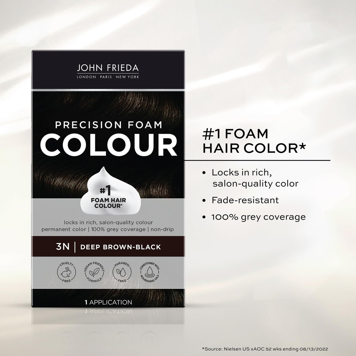 John Frieda Precision Foam Hair Colour, Deep Brown Black 3N, 2 pk Beauty & Personal Care John Frieda