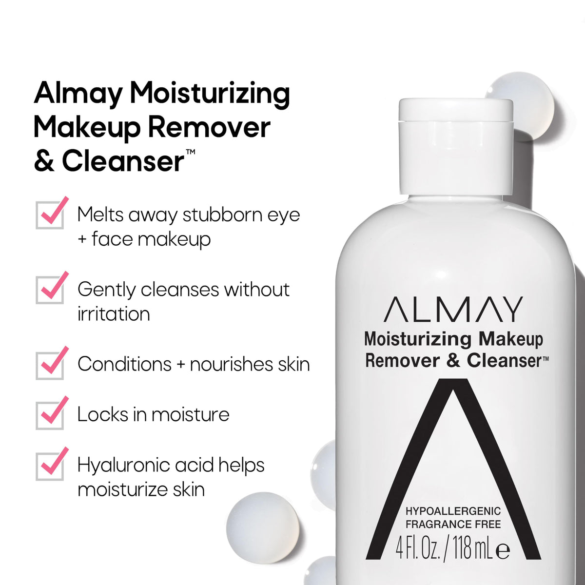 Almay Moisturizing Makeup Remover & Cleanser, 4 fl oz