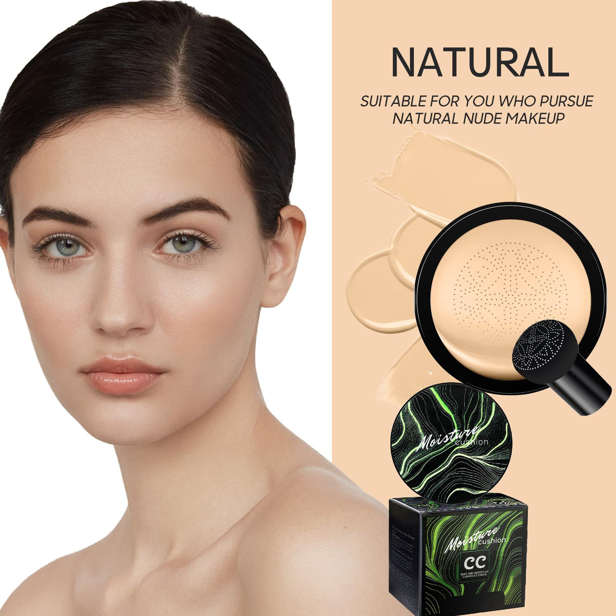 Mushroom Head Air Cushion CC Cream - Tattoo Cover up BB Cream Foundation Makeup Moisturizing Concealer Long-Lasting, Cushion Foundation Full Coverage Beauty & Personal Care Ursoulney