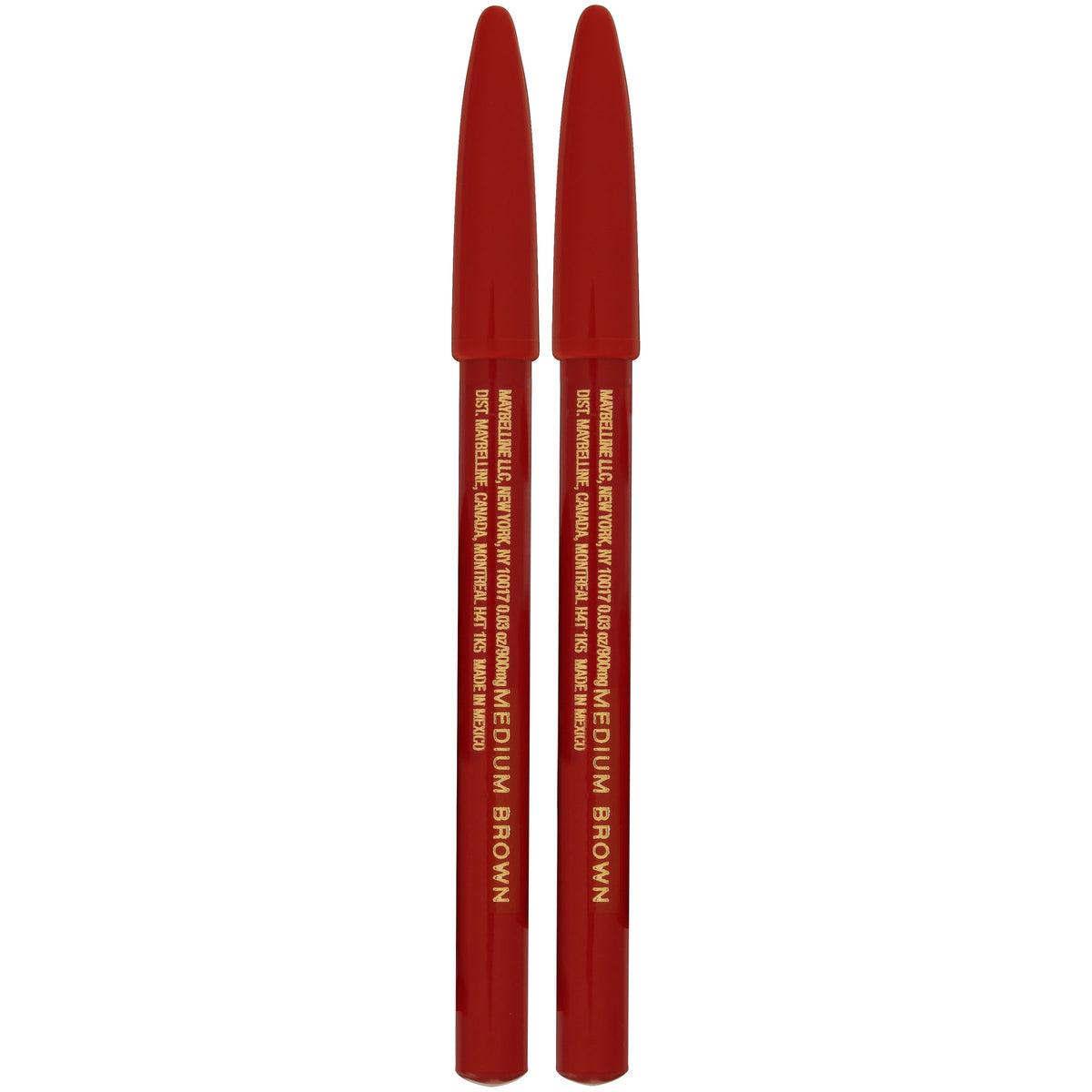 Maybelline New York Makeup Expert Wear Twin Eyebrow Pencils and Eyeliner Pencils, Medium Brown Shade, 0.06 Ounce, 2 Count (Pack of 1)