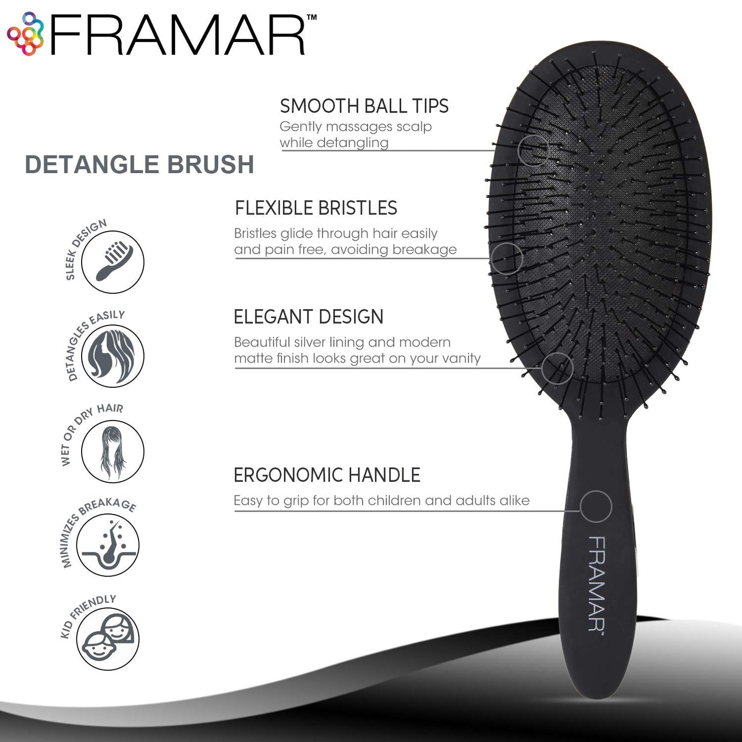 Framar Detangling Brush for Curly Hair - Hair Brushes for Women Detangler, Wet Detangler Hair Brush Wet, Wet Hairbrush For Women, Hairbrushes, Wet Beauty & Personal Care FRAMAR