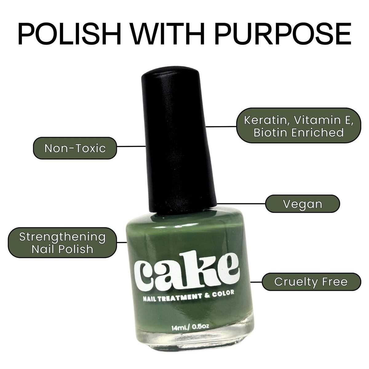CAKE Cruelty Free Nail Polish, Organic Nails, Nail Strengthener and Growth, Nail Repair for Damaged Nails, Fingernail Polish, Natural Nail Polish