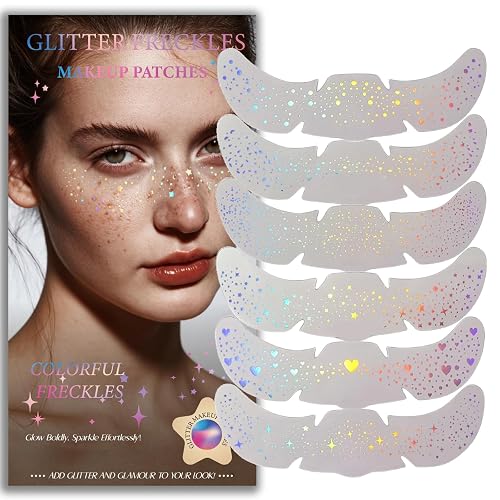 Glitter Freckles, Holographic Face and Body Glitter Tattoo Sparkle for Women Gold Glow Cosmetic Star Makeup Accessories for Festival Rave Beauty & Personal Care Anmubag