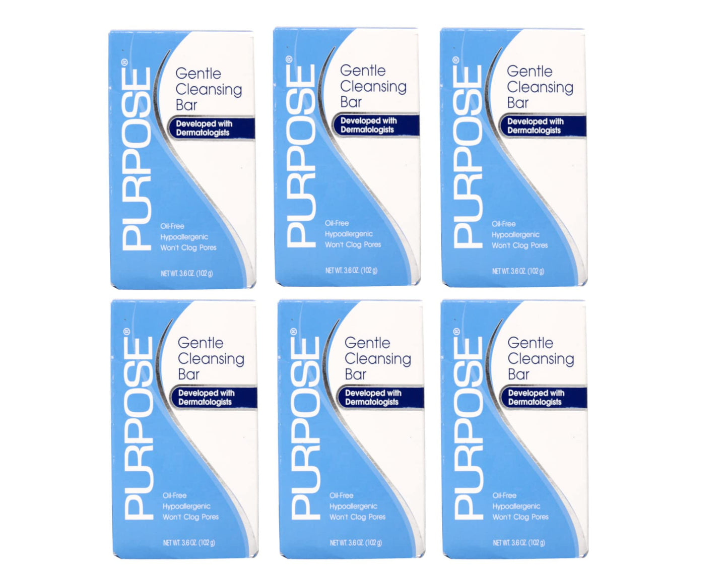PURPOSE Gentle Cleansing Bar, Gentle As Water, All Skin Types, For Sensitive & Dry Skin, Oil-free, Hypoallergenic, Sulfate-Free, 3.6 oz Bar (6 Pack) Beauty & Personal Care Purpose