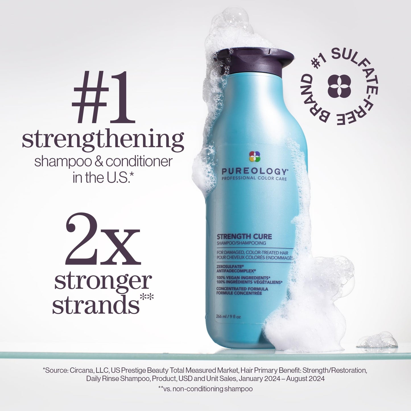 Pureology Strength Cure Shampoo - For Damaged or Color Treated Hair, Hair Strengthening & Prevents Breakage, Seals Split Ends, Vegan & Sulfate-Free Beauty & Personal Care Pureology