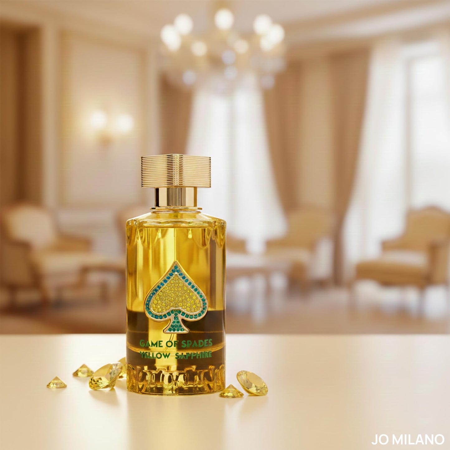 Jo Milano Game of Spades Yellow Sapphire Parfum Spray | 3.4 oz (100ml) | Amber, Sweet, Musky, Rose, Oud, Floral Scent | Long Lasting Fragrance for Men Beauty & Personal Care Jo Milano