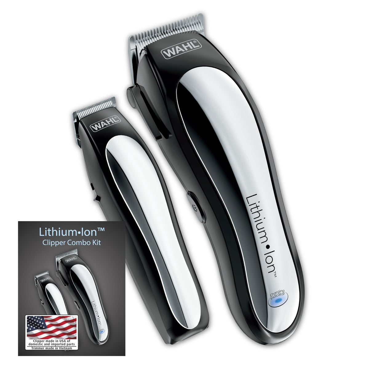 Wahl USA Lithium-Ion Cordless Hair Clipper & Trimmer Haircutting Combo Kit