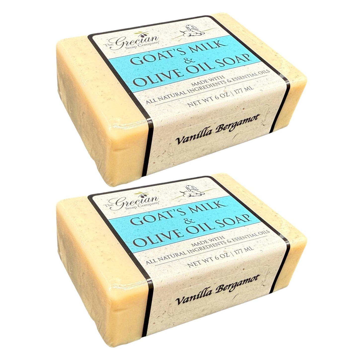 The Grecian Soap Company Clean Beauty Goat's Milk & Olive Oil Bar Soap in Vanilla Bergamot - Pack of 2 6oz All-Natural Scented Bars for Women & Men Beauty & Personal Care The Grecian Soap Company