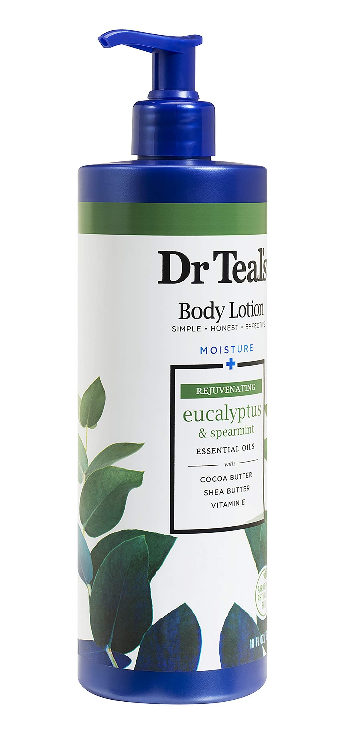 Dr Teal's Body Lotion - Moisture Plus - Rejuvenating Eucalyptus & Spearmint Essential Oils, 18 Fl Oz 2-Pack (36 Fl Oz) Beauty & Personal Care Dr Teal's
