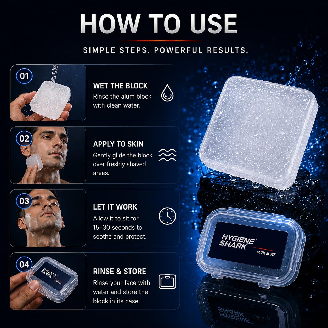 Hygiene Shark Alum Block for Shaving, Alum Stone for Face, Piedra De Alumbre Natural Bar for Underarm, Fitkari, Fitkiri, Allum Deodorant- Best gift Beauty and Personal Care Hygiene Shark
