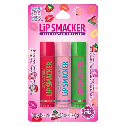 Lip Smackers Flavored Lip Balm Original & Best - Moisturizing, Soothing Trio Strawberry, Watermelon, & Cotton Candy Beauty & Personal Care Lip Smacker