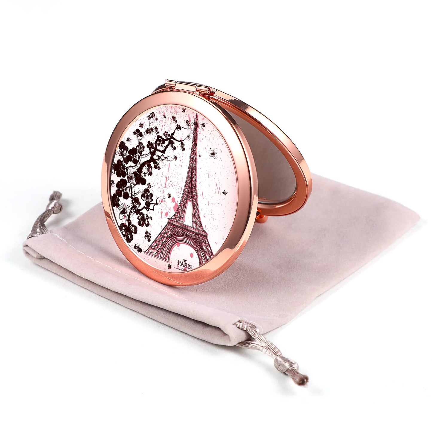 Dynippy Compact Mirror Rose Gold Makeup Mirror Folding Mini Pocket Mirror Portable Hand Mirror Double-Sided 2 x 1x Magnification for Woman Girls A-Red Beauty & Personal Care Dynippy