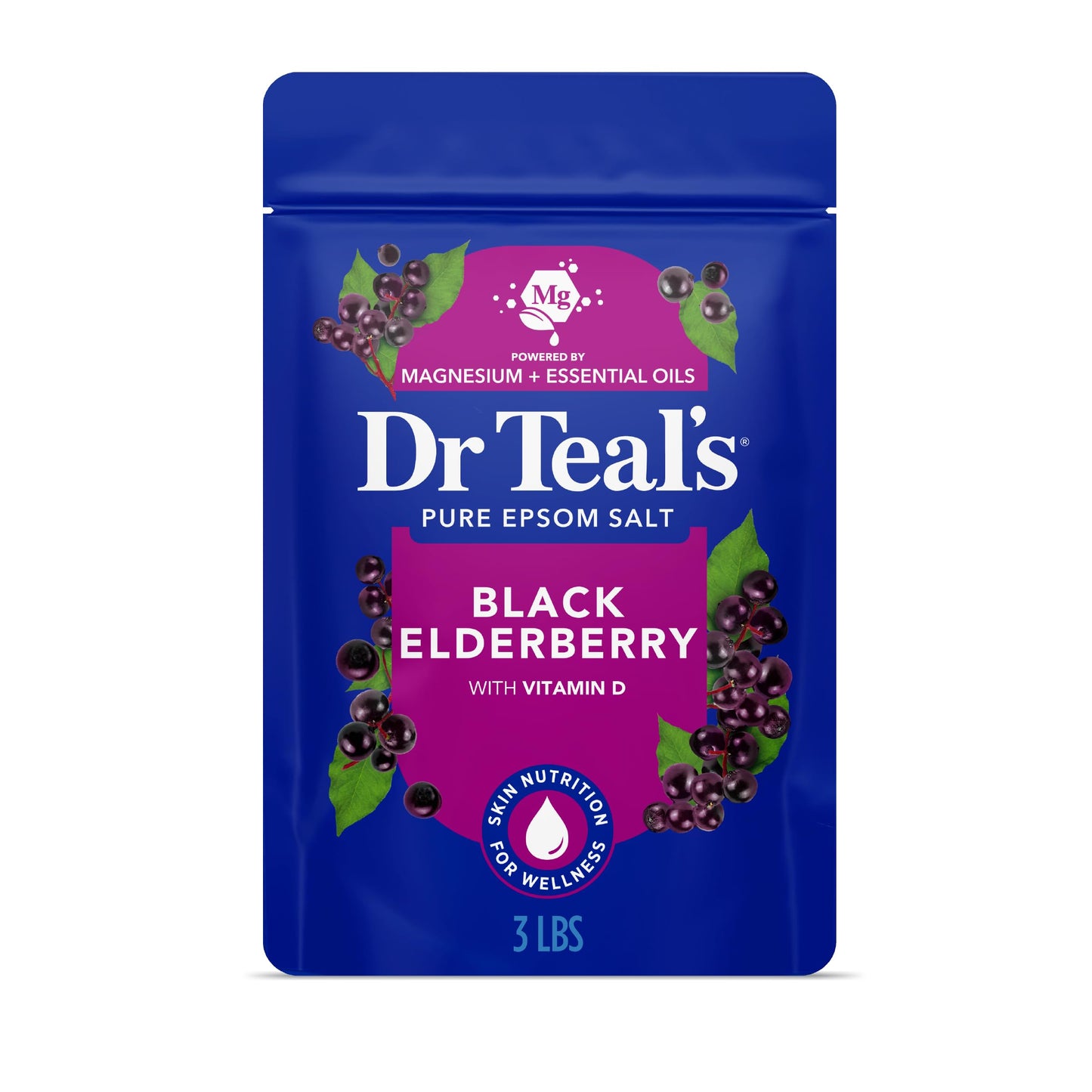 Dr Teal's Epsom Salt Magnesium Soak, Black Elderberry with Vitamin D, 3 lbs Beauty and Personal Care Dr Teal's Default Title