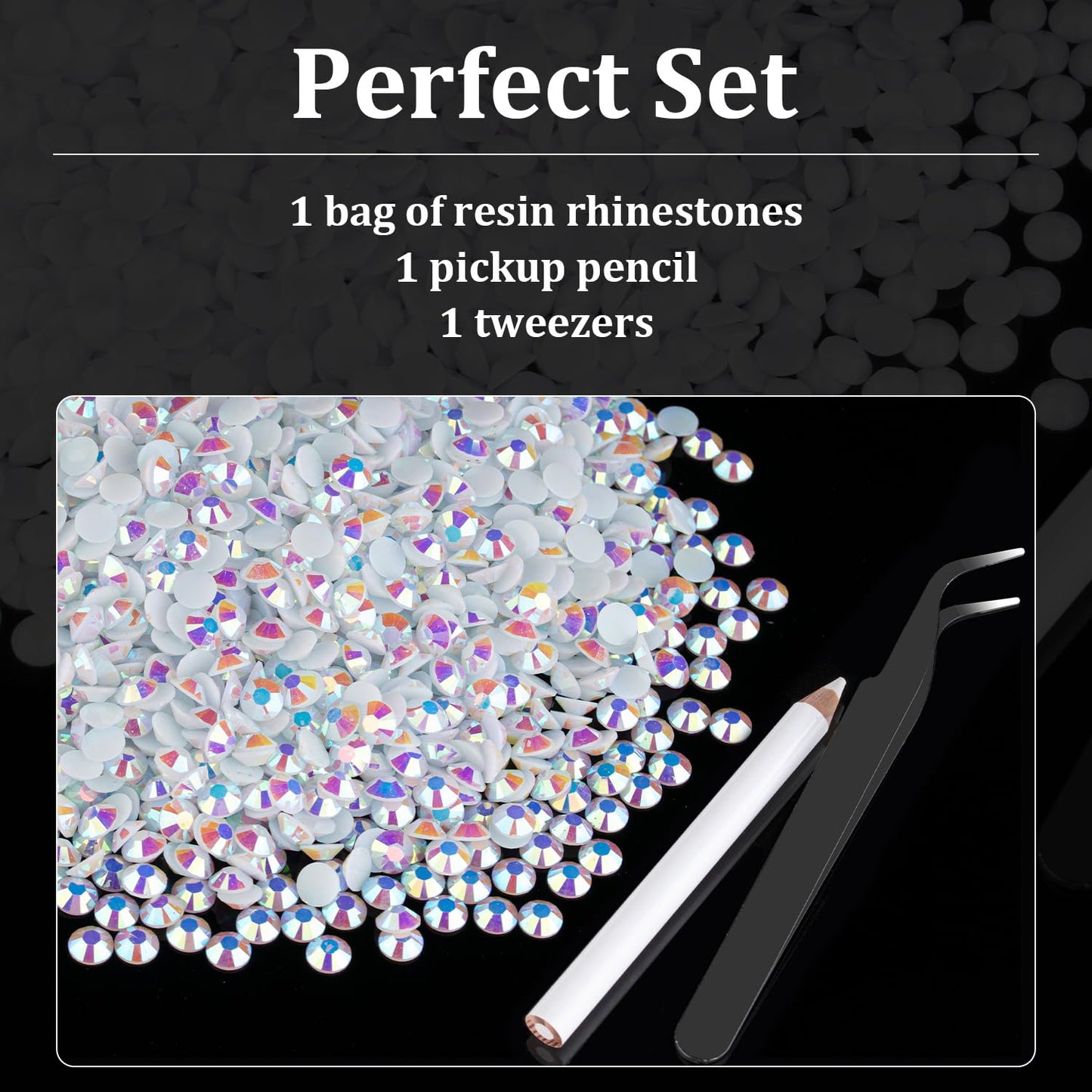 5000pcs 3mm Resin Rhinestones Bulk, White AB Flatback Round Jelly Rhinestones Bedazzling Non Hotfix Crystal Gems Large Quantity Wholesale for DIY Beauty and Personal Care BELLEBOOST
