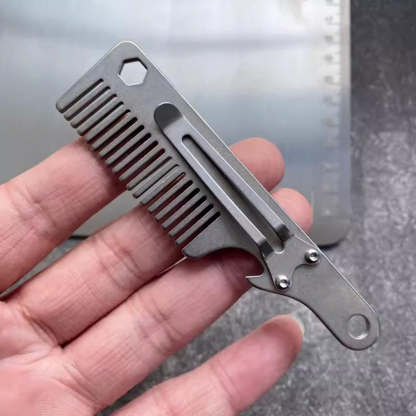 Titanium Comb EDC Mini Portable Hair Comb Multifunctional EDC Mustache Comb Beauty and Personal Care WANERSEN