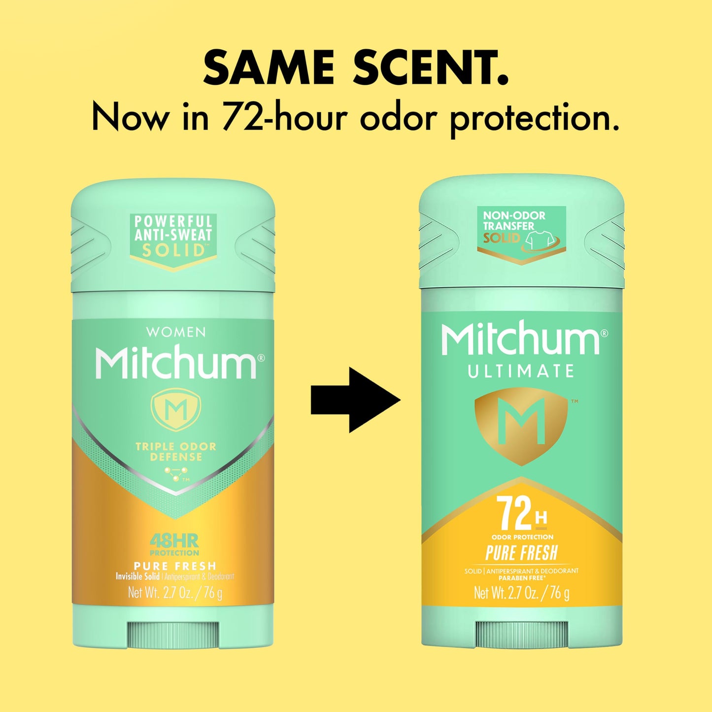 Mitchum Ultimate 72H Odor Protection Women’s Antiperspirant & Deodorant, Invisible Solid, Pure Fresh, 2.7 oz Beauty and Personal Care Mitchum