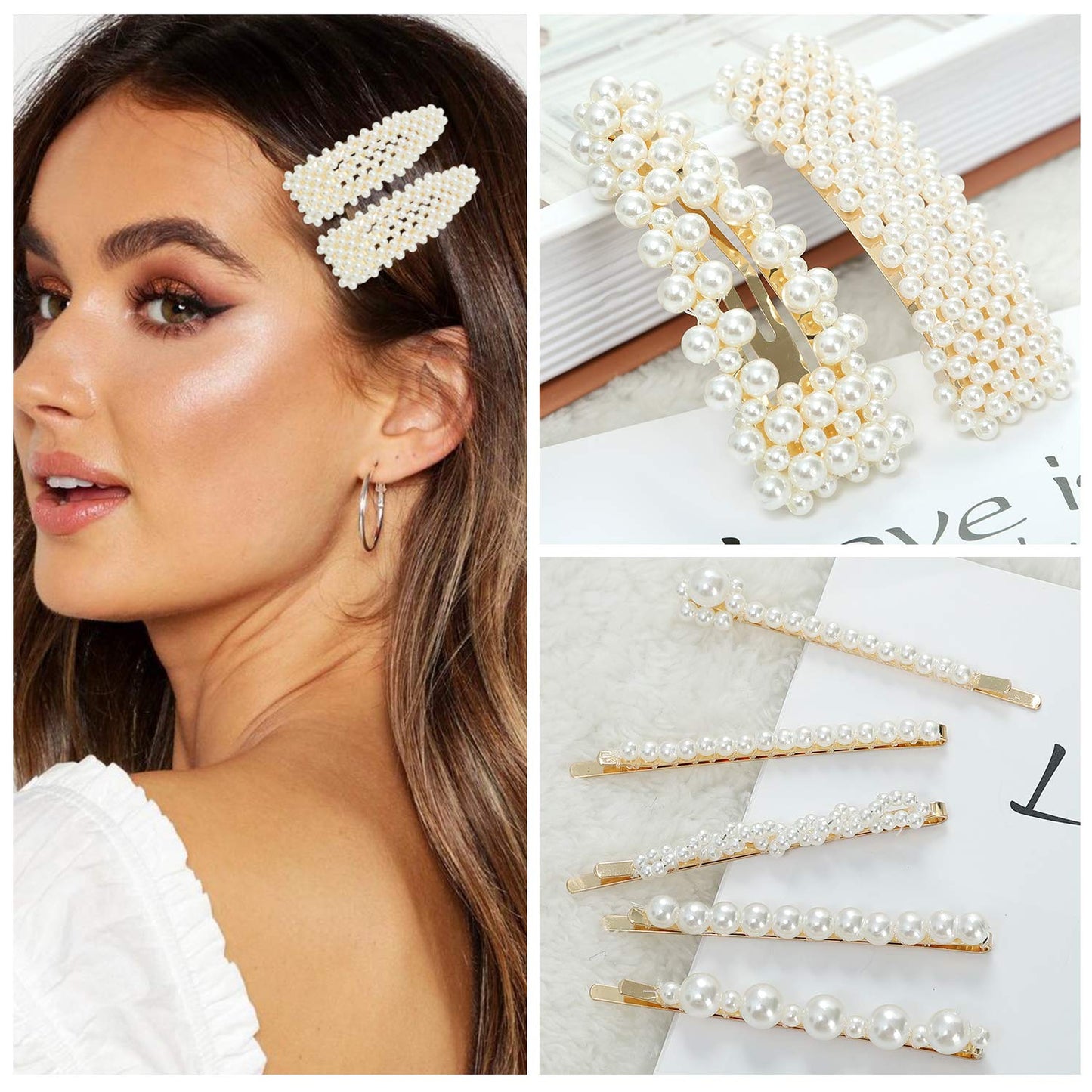 laxizar 18 Pcs Pearl Hair Clips Large Hair Clips Barrette Hair for Women Girls Fashion Hair Accessories Beauty & Personal Care LAXIZAR