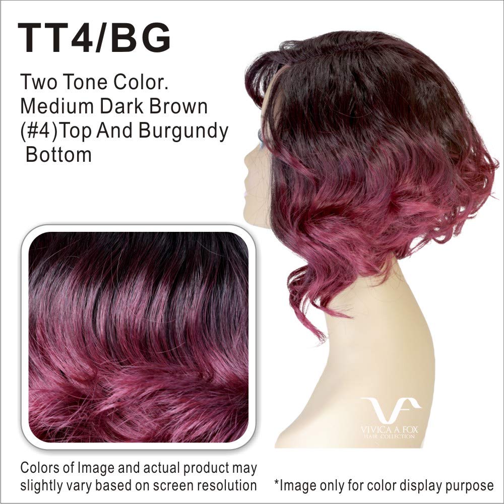 Garden Wig Color TT4/BG - Vivica Fox Wigs 13" Long Lace Front Layered Bob Heat Friendly Partial Monofilament Side Swept Bangs African American Black