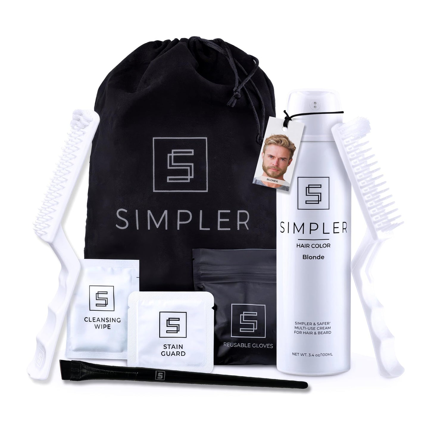 Simpler Hair Color Blond Mustache and Beard Upgraded Brush Kit with 3 Brushes Included for Precision Application - Gentle Beard Coloring for Gray Hair Beauty & Personal Care SIMPLER HAIR COLOR