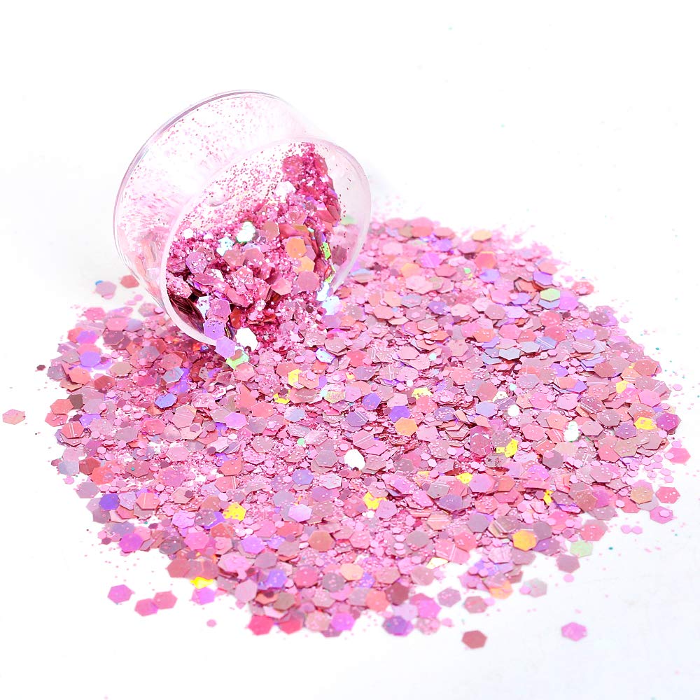 Holographic Chunky Sequins 12 Colors Mixed Laser Cosmetic Glitter for Face, Body, Eye, Hair, Nail Art, Lip Gloss - Festival Glitter Makeup Beauty & Personal Care Estanoite