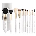 Z'OREYA Travel Makeup Brush Set White 12pcs Makeup Brushes Premium Synthetic Hair Professional Foundation Powder Contour Blush Cosmetic Eye Brush Sets Beauty & Personal Care Z'OREYA