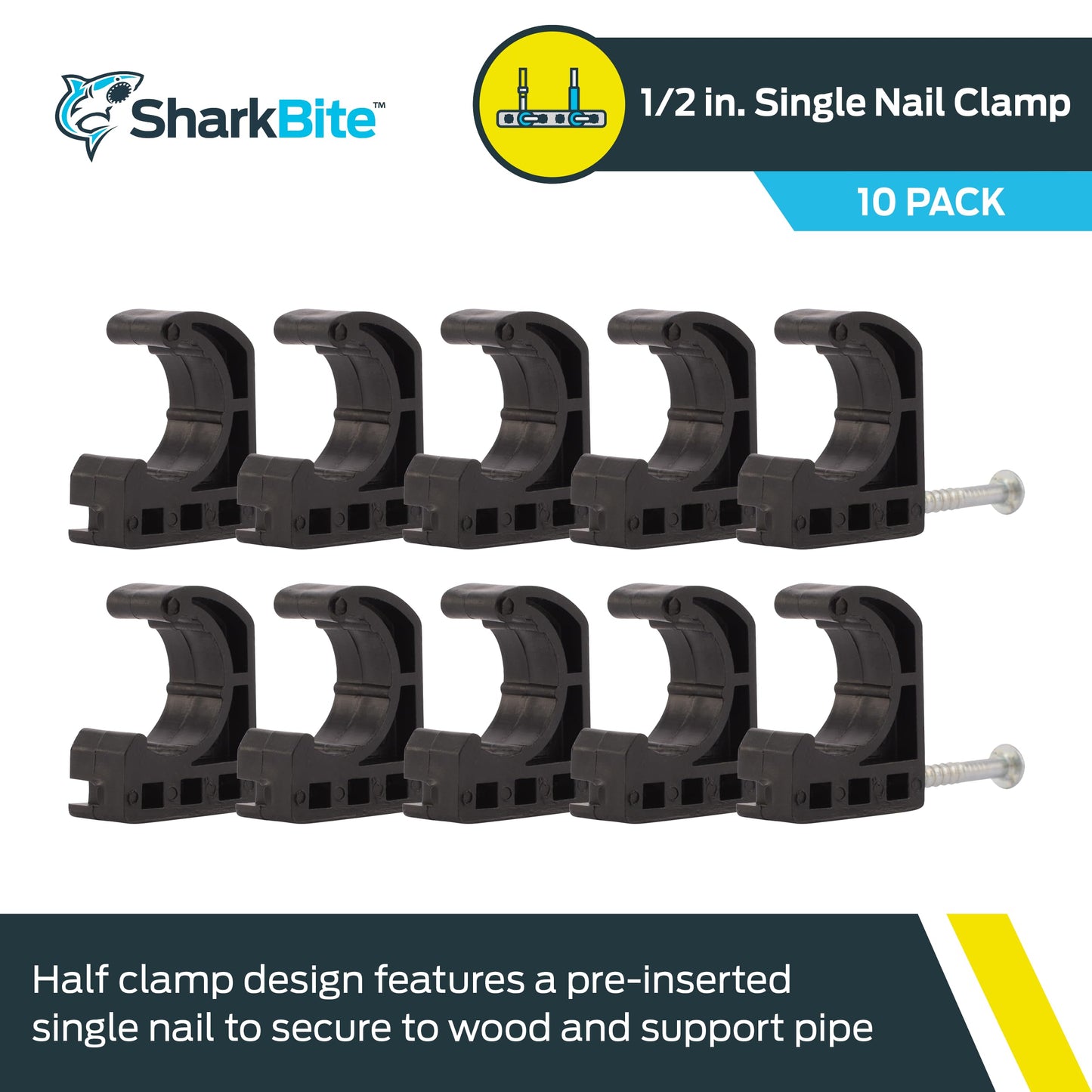 SharkBite 1/2 Inch Single Nail Half Clamp, J Hooks, Pack of 10, PEX Pipe, CTS, 23220 Beauty & Personal Care SharkBite