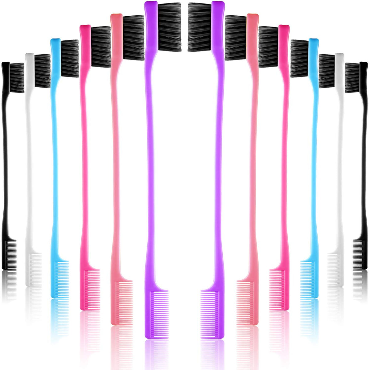 Yaomiao 12 Pieces Hair Edge Brushes Double Sided Edge Hair Comb Natural Styling Eyebrow Combs, Smooth Grooming for Women, 6 Random Colors Beauty & Personal Care Yaomiao