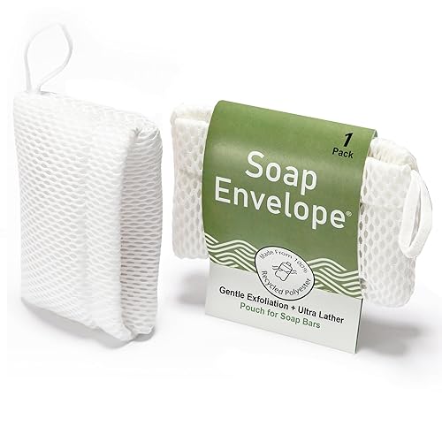 Soap Envelope 100% Recycled - Soap Saver Pouch for bar soap, Loofah Bath Scrubber for Bar Soap + Gentle Exfoliator, mesh soap Bag, soap Pouch Beauty & Personal Care Soap Envelope