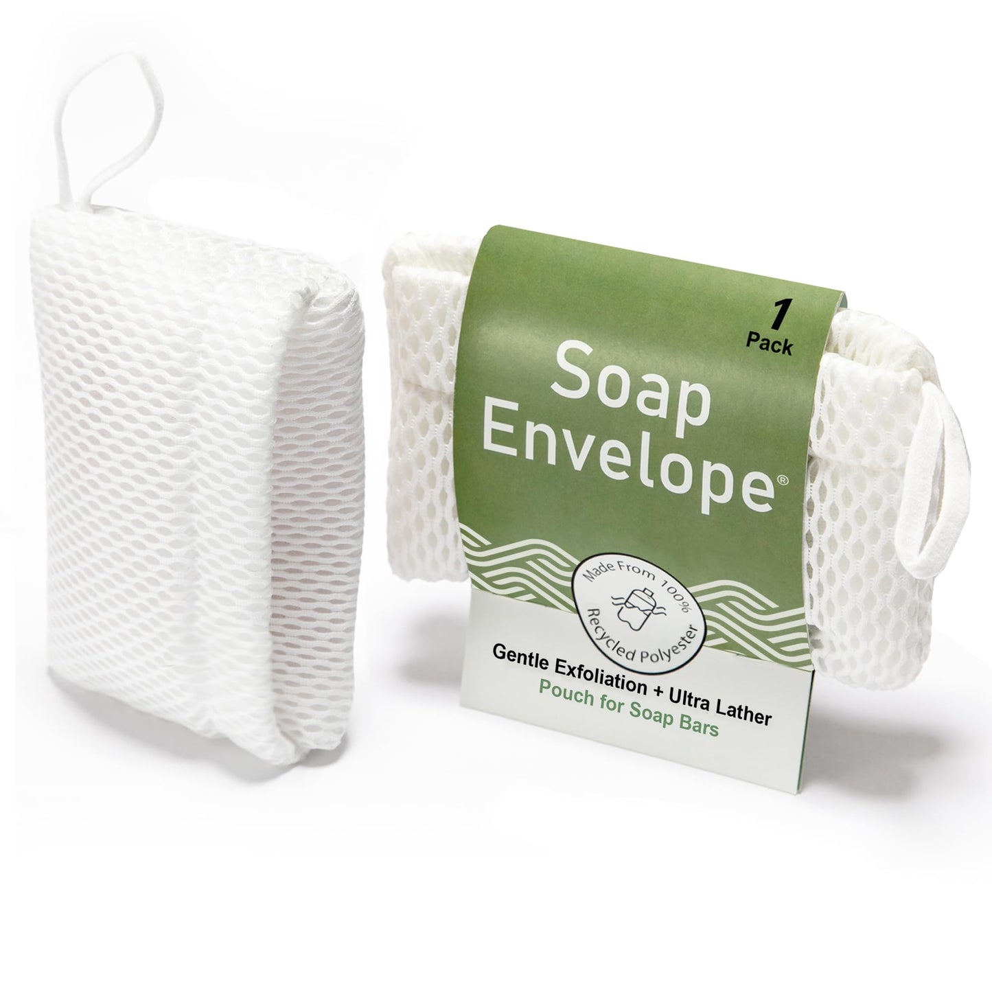Soap Envelope 100% Recycled - Soap Saver Pouch for bar soap, Loofah Bath Scrubber for Bar Soap + Gentle Exfoliator, mesh soap Bag, soap Pouch Beauty & Personal Care Soap Envelope