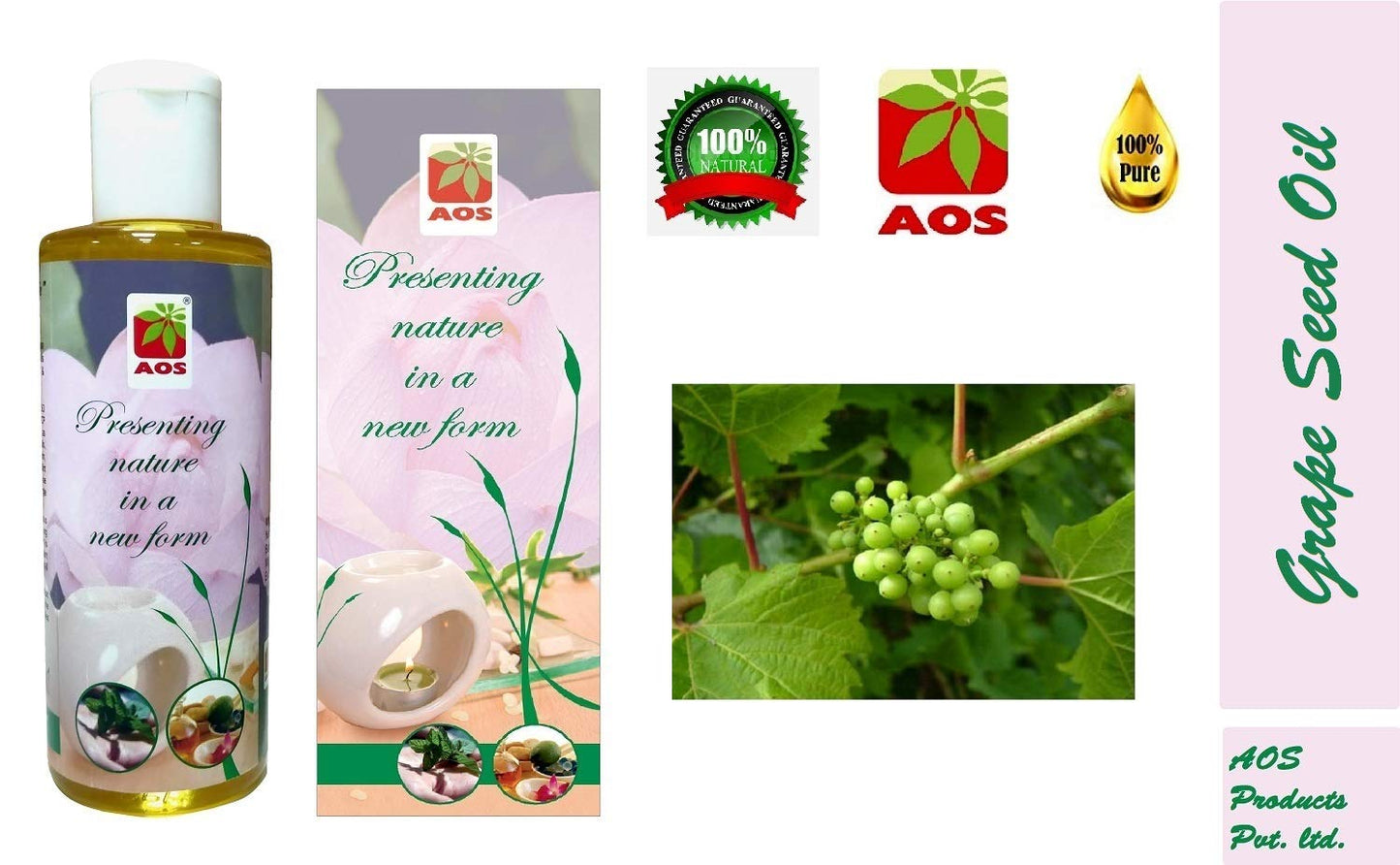 AOS Products 100% Pure Grape Seed Oil (3.38 OZ) Beauty and Personal Care AOS